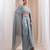 Grey embroidered silk co ord set with cape