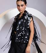 Black embroidered chinon co ord set