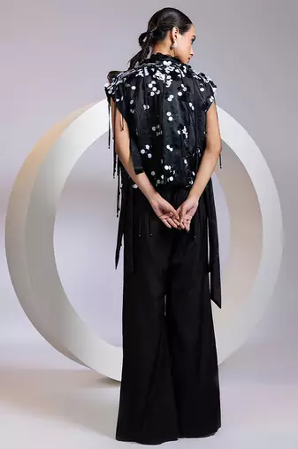 Black embroidered chinon co ord set