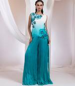 Blue embroidered chinon co ord set