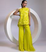 Green embroidered crepe co ord set