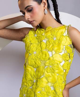 Green embroidered crepe co ord set 3