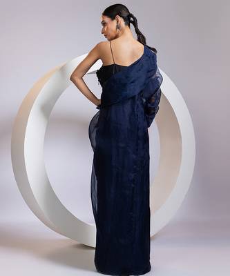 Blue embroidered silk gown 2
