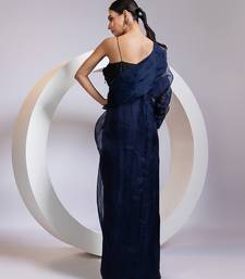 Blue embroidered silk gown