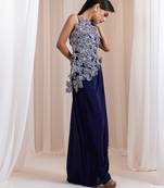 Blue embroidered crepe co ord set