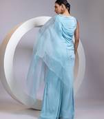 Blue embroidered chinon co ord set