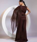 Brown embroidered chinon co ord set