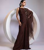 Brown embroidered chinon co ord set