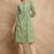 Green & yellow color floral printed thread work cotton straight kurta