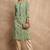 Green & yellow color floral printed thread work cotton straight kurta