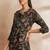 Olive green color ethnic motifs printed mandarin collar tunic