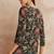 Olive green color ethnic motifs printed mandarin collar tunic