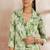 Green color floral printed top with trousers