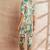 Green color floral printed v-neck satin tunic with trouser