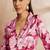 Pink color floral printed lapel collar shirt & trousers