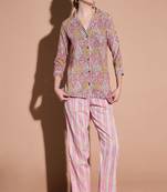 Pink color printed pure cotton shirt with trouser