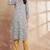 Grey color floral printed straight pure cotton kurta