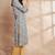 Grey color floral printed straight pure cotton kurta