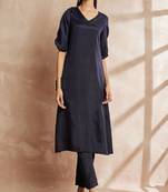 Black color regular kurta with trousers