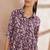 Purple color floral printed pure cotton tunic with trouser