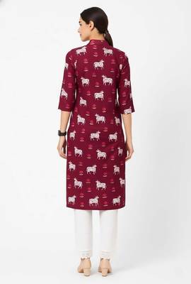 Maroon color v neck cotton kurta with pant set 2