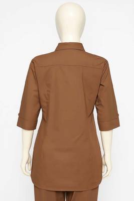 Brown color cotton embroidery coord set 3