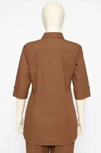 Brown color cotton embroidery coord set
