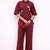 Maroon color cotton embroidery coord set