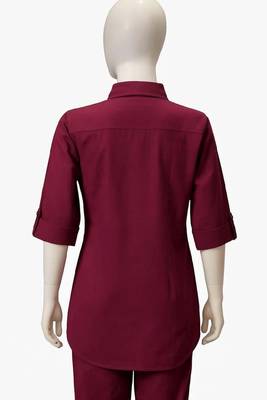 Maroon color cotton embroidery coord set 2