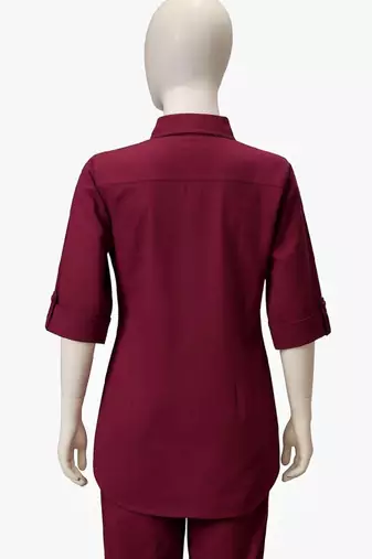 Maroon color cotton embroidery coord set