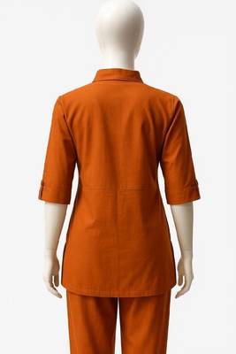 Orange color cotton embroidery coord set 2