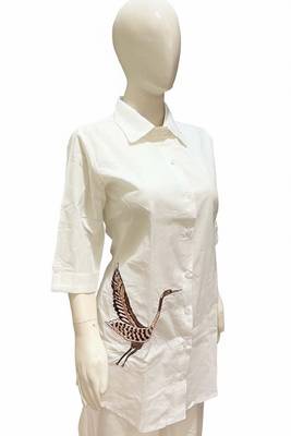 White color cotton embroidery coord set 2