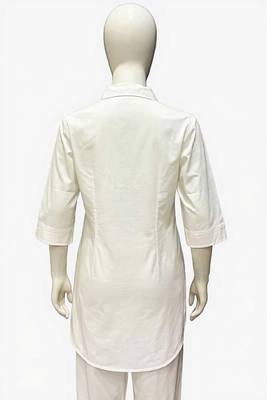 White color cotton embroidery coord set 3