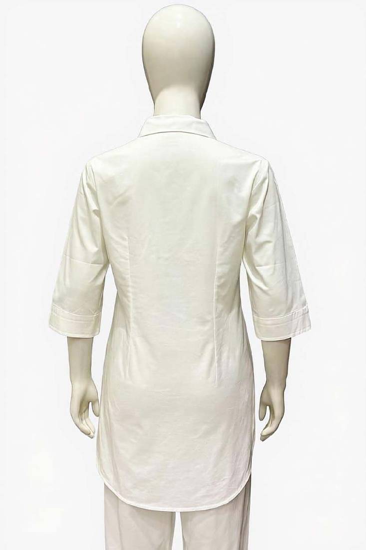 White color cotton embroidery coord set