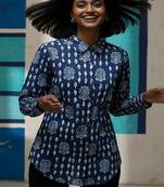 Blue color women cotton shirts