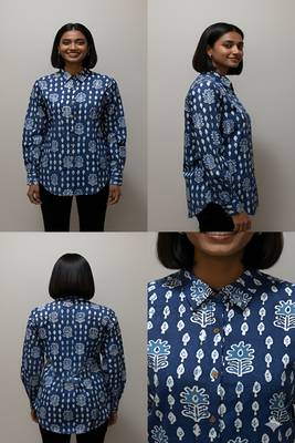 Blue color women cotton shirts 3