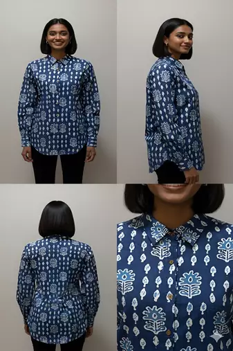 Blue color women cotton shirts