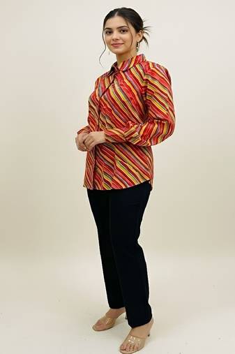 Orange color women cotton shirts