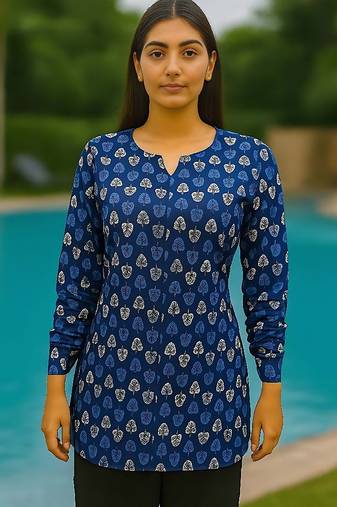 Blue color full sleeves shot kurti