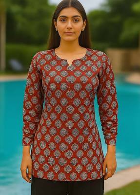 Maroon color full sleeves shot kurti 1