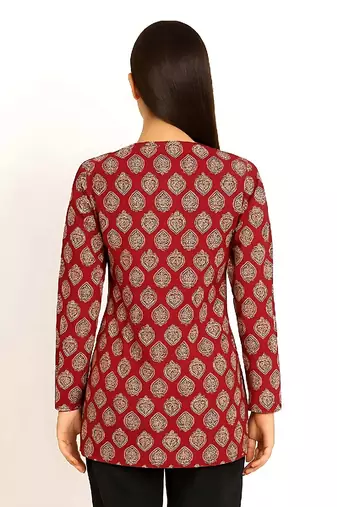 Maroon color full sleeves shot kurti