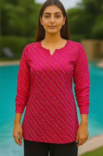 Pink color full sleeves shot kurti