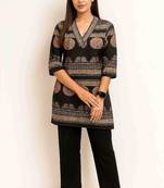 Black color printed traditional co-ord set