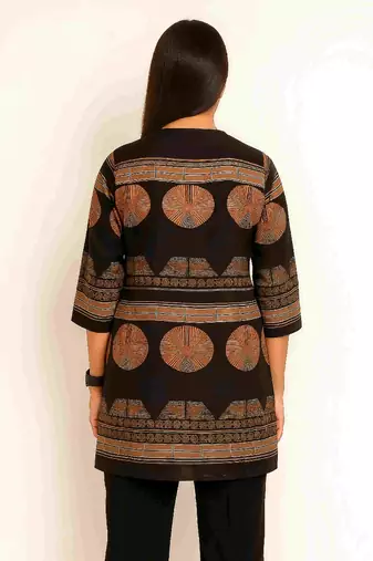 Black color printed traditional co-ord set