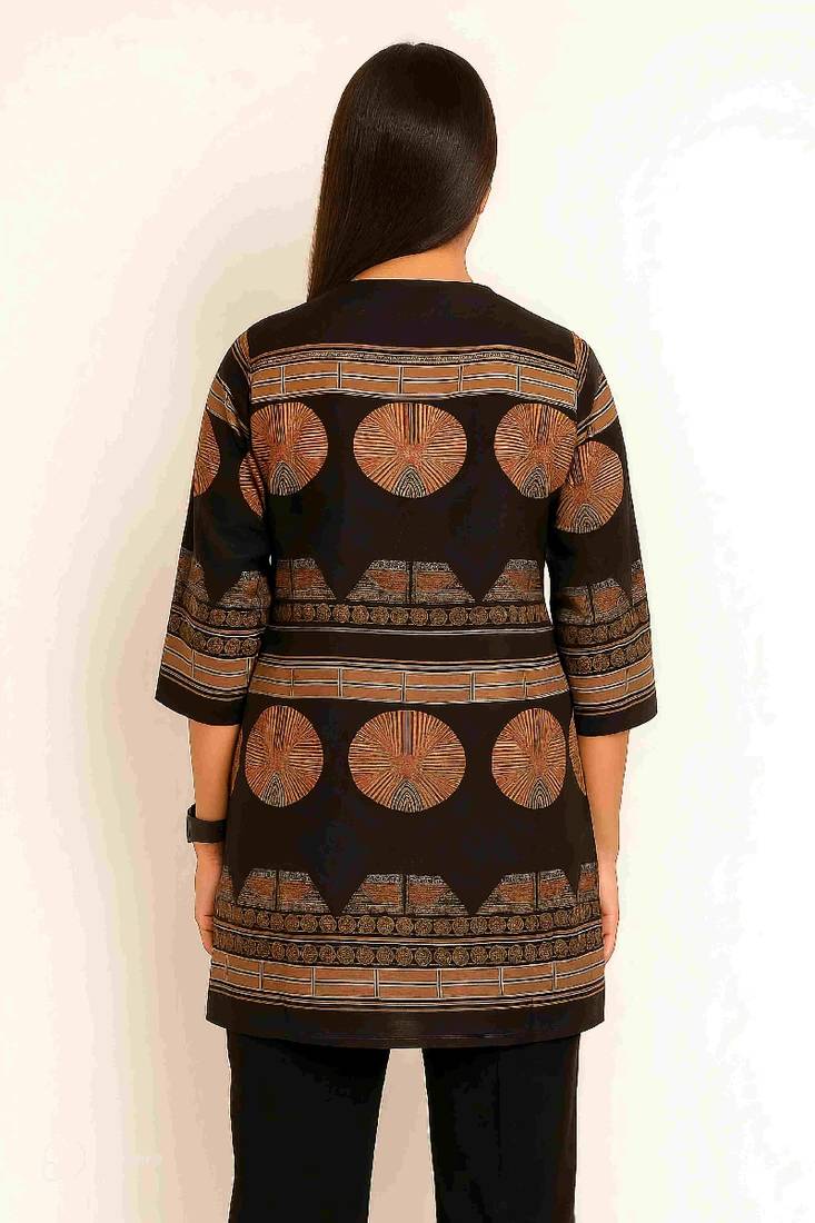Black color printed traditional co-ord set