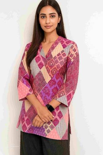 Multi color stylish short cotton kurti