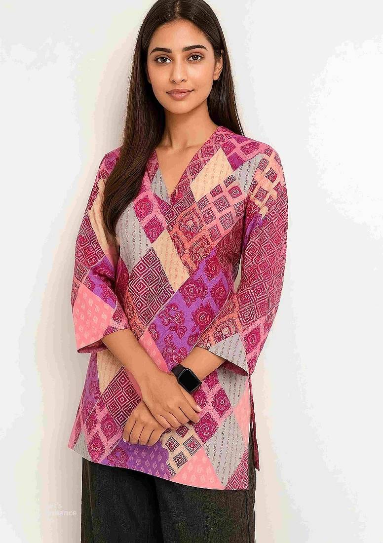 Multi color stylish short cotton kurti