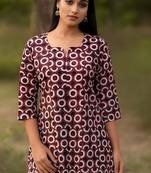 Maroon color stylish short cotton kurti
