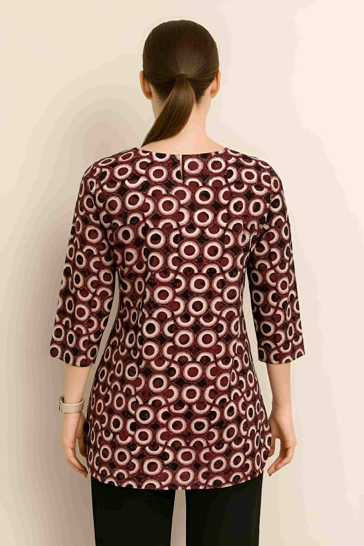 Maroon color stylish short cotton kurti