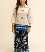 White & blue color printed arbain Cotton co-ord set
